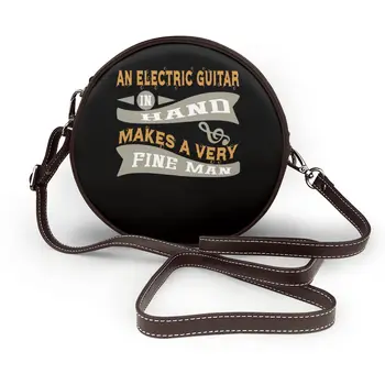 El-Guitar Skuldertaske Bulk Vintage Runde Taske Læder Streetwear Kvindelige Pung