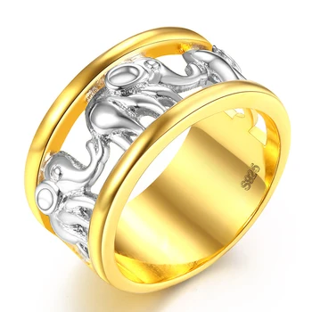 Elefant 925 Sølv Ringe Guld Vintage Ring For Kvinder, Par, Piger Søde Zircon Passer Engagement Bryllup Party Mode 2021 Ny