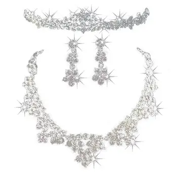 Elegant Rhinestone Brude Kvinder Smykker Sæt Øreringe, Halskæde Hoved Kæde Tiara Smykke Sæt