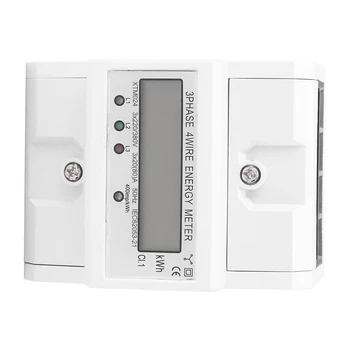 Elektronisk energimåler 20-80A Digital LCD-Tre Fase Fire Wire El-Måleren Hvid Energi Meter Remote Switch Control-Skærm
