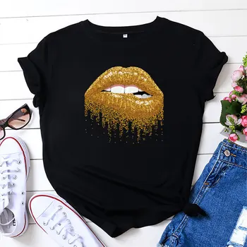 Elimiiya Munden Print Bomuld kortærmede T-Shirt til Sommeren Kvinder O-Neck Plus Size t-shirt Toppe dametøj 2021 Graphic Tee