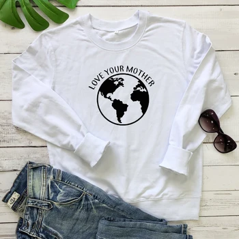 Elsker Din Mor Veganer Casual Sweatshirt Med At Redde Planeten Etiske Pullovere Tøj Kvinder Grafisk Organiske Miljø Sweatshirts