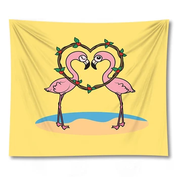Elsker Flamingo Gobelin Væggen Hænger Klud Dyr Stranden Smide Mat Dug For Soveværelse Indretning Drop Shipping Tilpas Billede