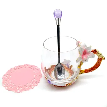 Emalje, glas, kop kreative blomst glas vand lily / rosa krystal glas vand tilpassede gave sæt