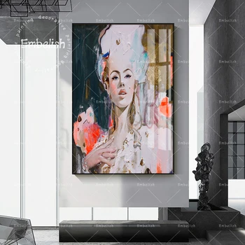 Embelish Abstrakte Fantasi Kvinde Portræt Moderne Hjem Decor Billeder Til Stue Væg Plakater HD Print på Lærred Maleri Artwok