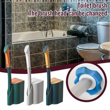 Engangs Rengøring Artefakt Sæt Med Lange Håndtag Disponibel Toilet Børste Vægmonteret Rengøring Flydende Udskiftning Badekar Børste