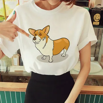 Engraçado novo estilo francês cão de bekæmpe gráfico impressão 90'erne meninas manga curta camisetas moda senhoras tshirt