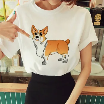 Engraçado novo estilo francês cão de bekæmpe gráfico impressão 90'erne meninas manga curta camisetas moda senhoras tshirt