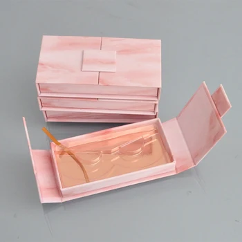 Engros Eyelash Emballage Lash Kasser Pakke Ku Rektangel Book style Pink Runde 25mm Mink-Vipper, Makeup Sag Leverandører