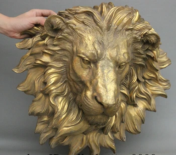 Engros fabrik 16 Kinesiske Messing Kobber Onde Løve Hoved Maske Væggen Hænger Familie Indretning Kunst-Skulptur