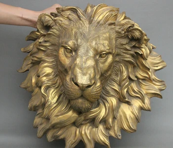 Engros fabrik 16 Kinesiske Messing Kobber Onde Løve Hoved Maske Væggen Hænger Familie Indretning Kunst-Skulptur