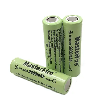 Engros MasterFire ICR18650-26F 2600mah 18650 3,7 V 9.62 Wh Genopladeligt Lithium Batteri Celle Til Lommelygte Forlygte Batterier