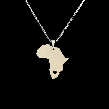 Engros Trendy Rustfrit Stål Halskæde Afrika Kort Halskæde Afrikanske Statement Smykker Personlighed Gave