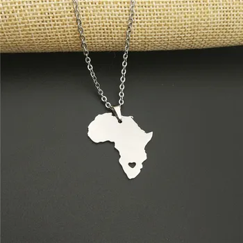 Engros Trendy Rustfrit Stål Halskæde Afrika Kort Halskæde Afrikanske Statement Smykker Personlighed Gave