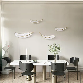 Enkel Fjer Vægure Kreativ, Moderne Design Sofa Baggrund Væg Ur I Europæisk Stil, Stue Dekoration Ure