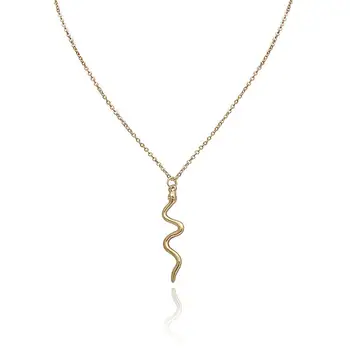 Enkel Halskæde Retro Single-layer minoritetskvinder Snake-formede Vedhæng Buede Geometriske Hals Smykker