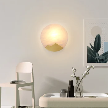 Enkel Marmor Sconce Vintage E14 Væg Lampe til Hjemmet Soveværelse Stue Kobber væglampe Indvendig Belysning Indendørs væglampe