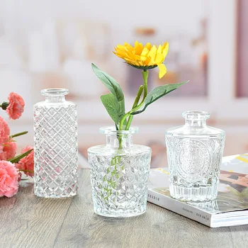 Enkel, Transparent Glas, Lille Vase Nordiske Dekoration Stue Blomst Hjem Vaser Aromaterapi Flaske