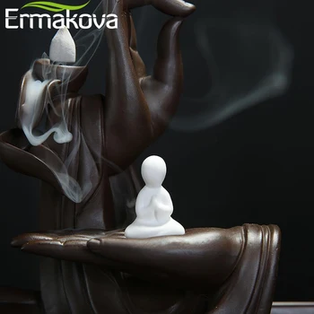 ERMAKOVA Keramiske Tilbagestrømning Røgelse Brænder Tathagata Buddha-Lotus Røgelse Kegler Stick Holder Røg Vandfald Kreativ Indretning
