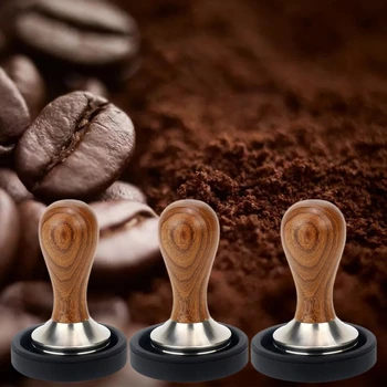 Espresso Barista Manipulere Træ Håndtag i Rustfrit Stål Hjemme Og Stempel med Mat Y5JC