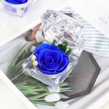 Eternal Rose Flower Ring Box Bryllup Engagement Real Bevaret For Evigt Steg Blomst Tilfælde Gave Til Kærlighed Smykker Vise Indehaver