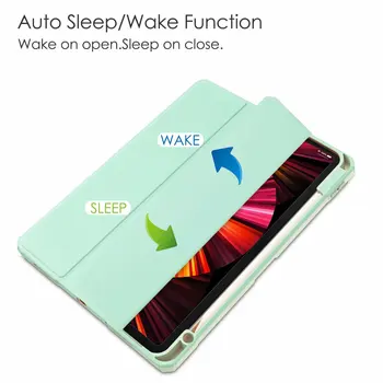 Etui til iPad Pro 11 2021 2020 2018 Folio Klip-Gennemsigtig Klar Hårdt Tilbage Smart Cover Blødt TPU Kant Auto Wake Sleep Funktion