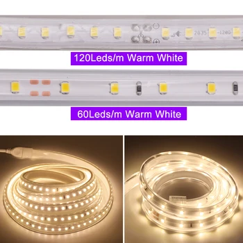 EU-220V 2835 LED Strip 60LEDs/m 120LEDs/m Høj Sikkerhed Høj Lysstyrke Fleksibel LED-Lys Udendørs Vandtæt LED Strip Belysning