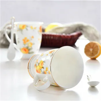 Europa Eksklusive Porcelæn Elegante Kaffebæger Keramiske Morgenmad Mælk Luksus Britisk Stil Eftermiddagste Kontor Drinkware