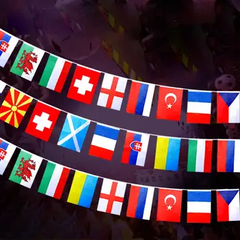 Europa-Værlinger Flag, England, Italien 24 Nation Fodbold String Flag For Bar Hjem Garden Decoration Europæiske Euro Cup Tilbehør
