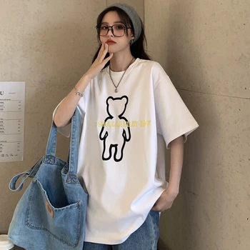 Europæisk og Amerikansk Mærke, Lille Bjørn kortærmet T-shirt til Kvinder Sommeren Løs koreanske Ins Trendy Stil Harajuku