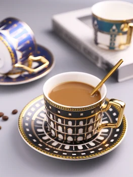 Europæisk Stil kaffekop Genanvendelige Keramiske eftermiddagste kaffekop Sæt Luksus Designer Koffie Kopjes Hjem Drinkware EI50CB