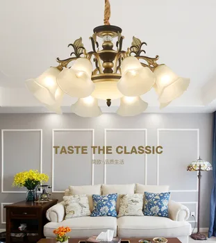 Europæisk stil stue lysekroner enkel moderne spisestue, soveværelse American retro atmosfære strygejern villa belysning