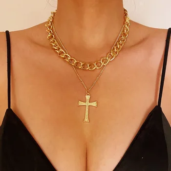 Europæiske og Amerikanske hot sælge smykker med enkle retro metal kors dobbelt slange mønt portræt halskæde til kvinder