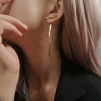Europæiske og Amerikanske Kvast Lange Øreringe til Kvinder Metal Slange Kæde Knoglerne Eardrops Fin og Ansigt Slanke Udseende Øre