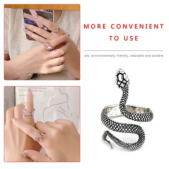 Europæiske Og Amerikanske Vintage Sølv-Forgyldt Maling Slange Ring Mænd Og Kvinder Universal Ring Justerbar Ring Smykker