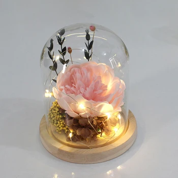 Evig Blomst i Glas LED Nat Lys Fødselsdag Gave Sæbe Blomst For Kæreste julefrokost Lille Gave bordlampe