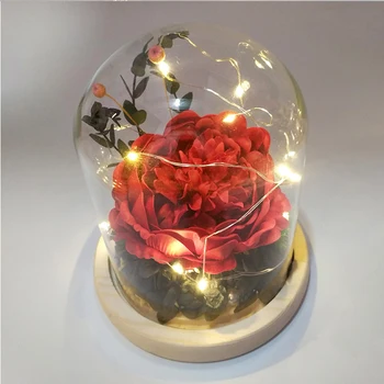 Evig Blomst i Glas LED Nat Lys Fødselsdag Gave Sæbe Blomst For Kæreste julefrokost Lille Gave bordlampe