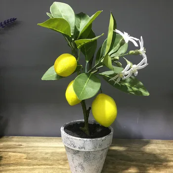 Falske Lemon Tree Bonsai Simulation, Kunstig Frugt Træer, Potteplanter Spise Dekoration Til Hjemmet Part Have Planter Indstøbning