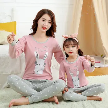 Familie Matchende Pyjamas Sæt Vinter Bomuld Sæt Mor, Datter, Tøj, Mor, Børn Nattøj Familie Ser Nattøj Pyjamas Børn