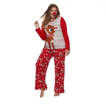 Familie Pyjamas Sæt Jul Mode Voksne Børn Pyjamas sæt Familie Matchende Udstyr Bomuld Nattøj Nattøj Røde Pyjamas