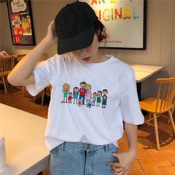 Family Print T-Shirt til Mænd, Kvinder Sommeren Korte Ærmer Afslappet O-Hals Top Tees 90'erne koreansk Mode T-shirts Dame, Kvinde Tøj