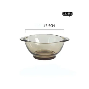 FANCITY Nordiske brune glas skål husholdningernes varme-resistente ris skål binaural salat skål børns korn skål dessert skål pause