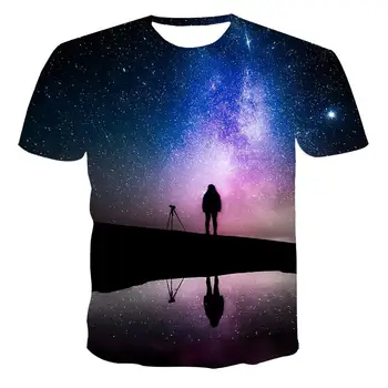 Fantasi 3D casual mænds og kvinders T-shirt strømmen helt afslappet sommer skjorte kortærmet 3D-print farverige stil