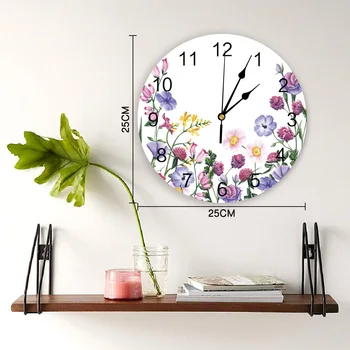 Farve Blomst Akvarel Plante Ure Moderne Design Home Decor vægure Til Stue Køkken Kontor Tavs Væg-ur