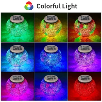 Farve-Skiftende Mosaik Sol Lampe Udendørs Udsmykning Sol bordlampe Vandtæt Multi-Farve-LED-Briller Nat Lys