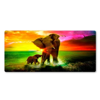Farve Solnedgang ved Havet Elefant Høj Kvalitet musemåtte Populære Engros-Bedst sælgende Stor Lås Kanten Gummi Pad Cool Stort Mat