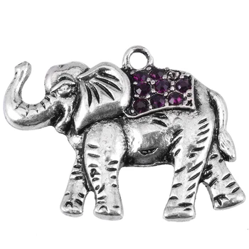Farverige Glasperler Dejlige Elefant Vedhæng I Sølv Farve Dyr Charms Til Smykker At Gøre Halskæde Tilbehør