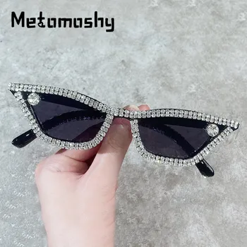 Fashion Diamond Solbriller Kvinder 2020 Cat Eye Glasperler Nuancer til Kvinder Krystal Ramme Sol Briller Kvindelige Cateye Briller UV400