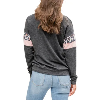 Fashion Kvinder Casual T-shirt 2019 Foråret Efteråret Patchwork Løs langærmet Top Tees Femme Damer Tshirt Tøj Plus Størrelse S-XL