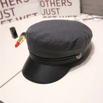 Fashion Kvinder Mænd Militære Hat Foråret Efteråret Sømand Hatte Damer Black Beret Caps Flad Top Kaptajn Kasket Rejse Cadet Ottekantede Hat